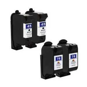 Remanufactured HP 45, 78 ink cartridges - 4 pack