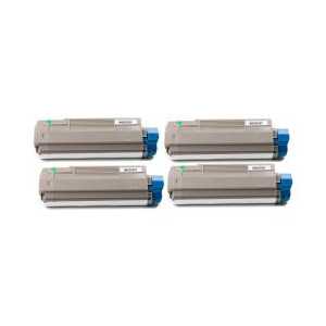 Compatible OKI 43324477, 43324476, 43324475, 43324474 toner cartridges, 4 pack