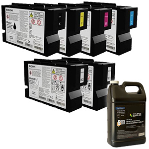 Original Ricoh Type G1/G2 Garment ink cartridges for Ri 1000X DTG Printer - 500ml - 6 pack - 1L pretreatment